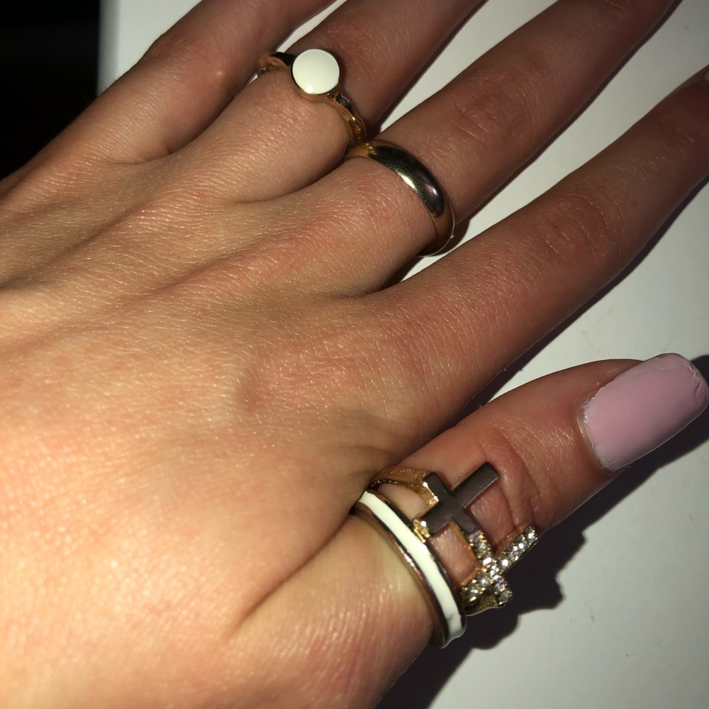 Princess Polly 4 ring set gold/white